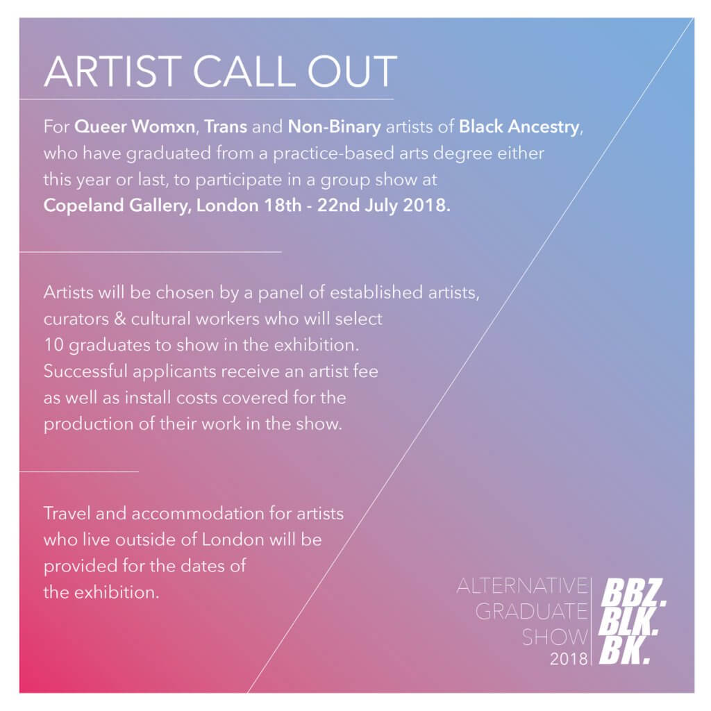 BBZ BLK BK Artist Call Out - Queer womxn, Trans & Non binary People of Black Ancestry